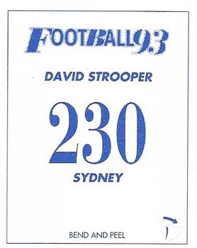 1993 Select AFL Stickers #230 David Strooper Back
